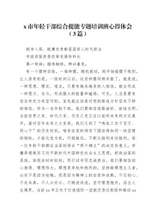 （3篇）市年轻干部综合提能专题培训班心得体会