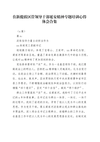 （3篇）在新提拔区管领导干部延安精神专题培训心得体会合集