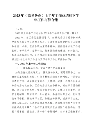 （5篇）2023年（镇乡各办）上半年工作总结和下半年工作打算合集