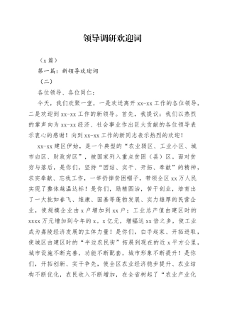 （6篇）领导调研欢迎词