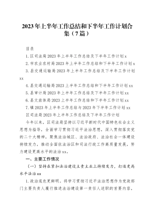 （7篇）2023年各局上半年工作总结和下半年工作计划材料