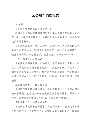 （10篇）公务用车情况报告