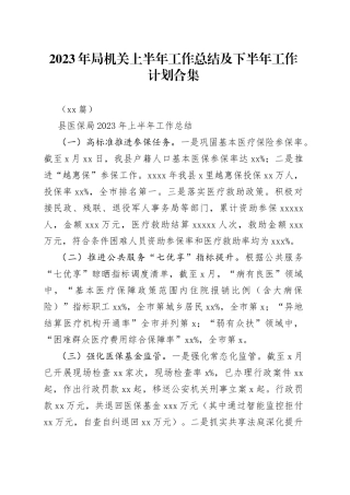 （22篇）2023年各局机关上半年工作总结及下半年工作计划材料合集