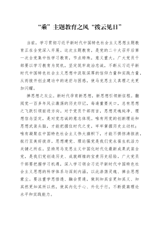 “乘”主题教育之风“拨云见日”