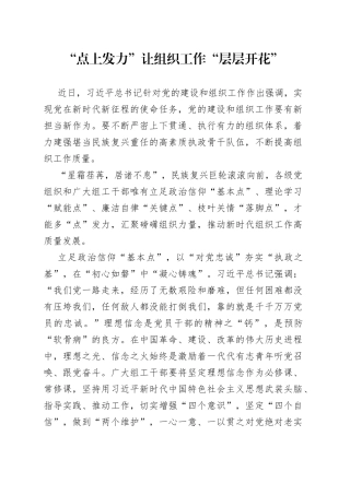 “点上发力”让组织工作“层层开花”