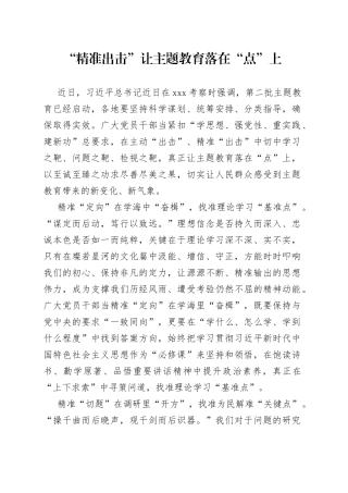 “精准出击”让主题教育落在“点”上