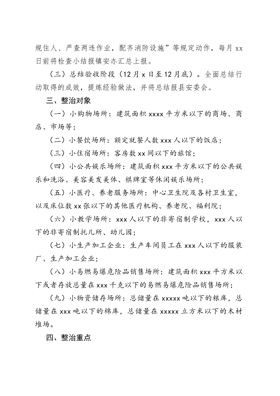 “九小场所”消防安全专项整治 行动实施方案_第2页