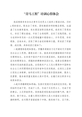 “青马工程”培训心得体会