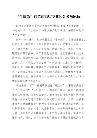 “全链条”打造高素质专业化公务员队伍
