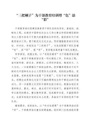 “三把刷子”为干部教育培训增“色”添“彩”