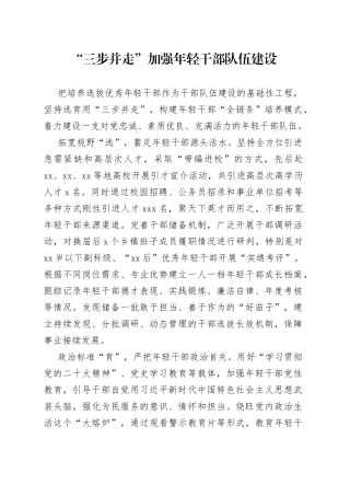 “三步并走”加强年轻干部队伍建设