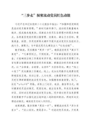 “三步走”凝聚流动党员红色动能