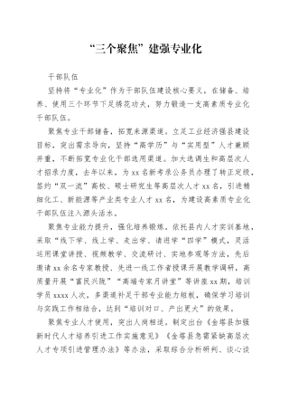“三个聚焦”建强专业化干部队伍