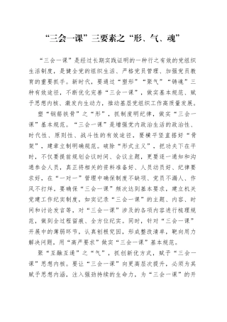 “三会一课”三要素之“形、气、魂”