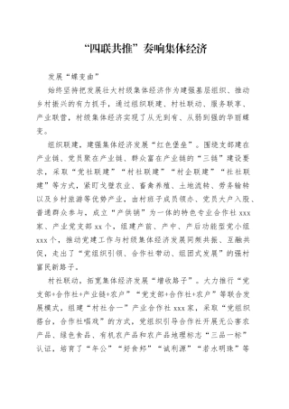 “四联共推”奏响集体经济发展“蝶变曲”（农村党建）
