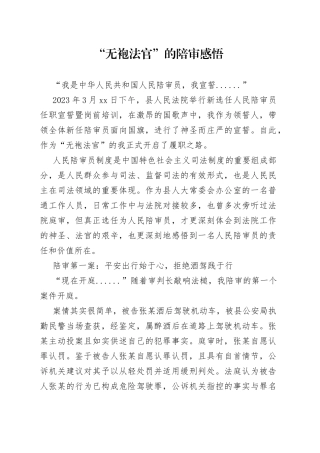 “无袍法官”的陪审感悟