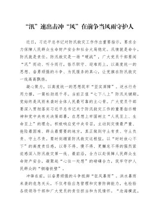 “汛”速出击 冲“风”在前 争当风雨守护人
