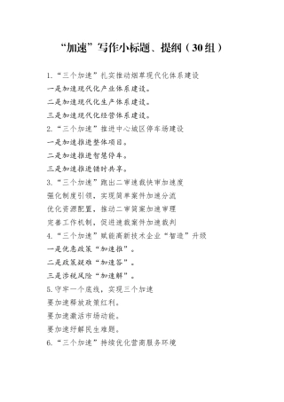 【30组】“加速”写作小标题、提纲