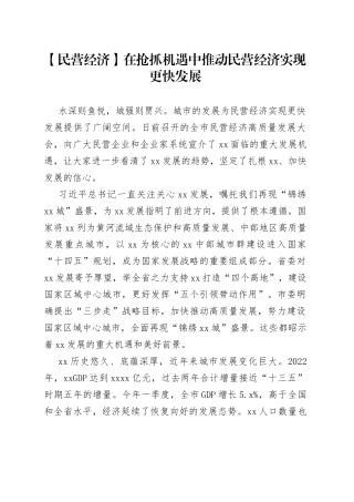【民营经济】在抢抓机遇中推动民营经济实现更快发展