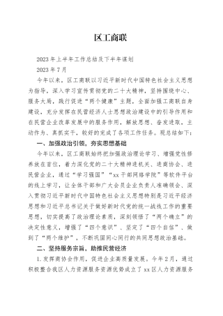 1_20230717区工商联2023年上半年工作总结及下半年谋划