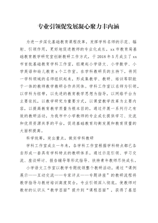 专业引领促发展 凝心聚力丰内涵