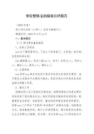 2022年整体支出绩效自评报告-信息与数据中心