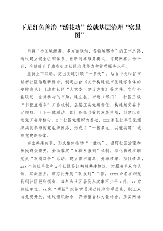 下足红色善治“绣花功” 绘就基层治理“实景图”（社区党建）