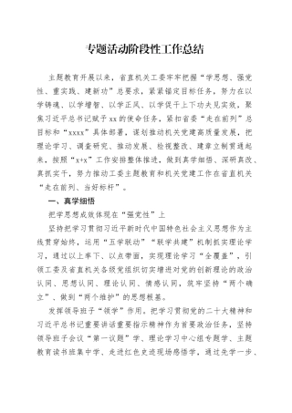专题活动阶段性工作总结