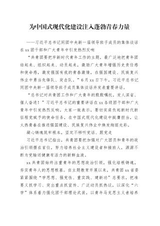为中国式现代化建设注入蓬勃青春力量