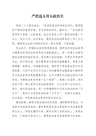严把选人用人政治关