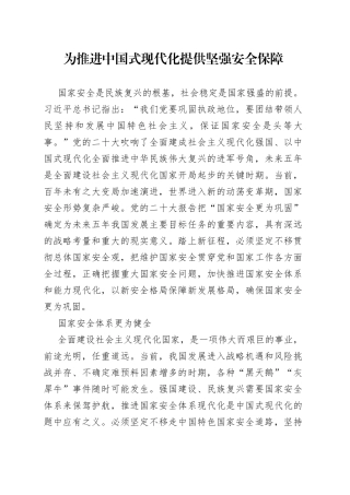 为推进中国式现代化提供坚强安全保障