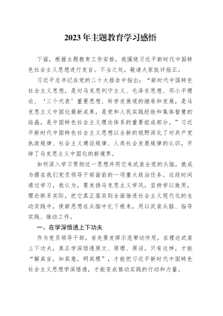 2023主题教育学习感悟2篇