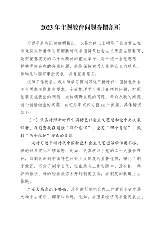2023主题教育问题查摆剖析