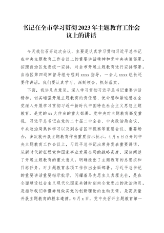 书记在全市学习贯彻2023年主题教育工作会议上的讲话