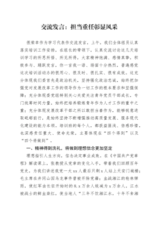 交流发言：担当重任 彰显风采