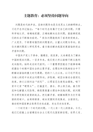 主题教育—必须坚持问题导向