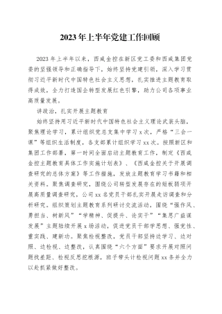 2023年上半年党建工作回顾 （20230707）