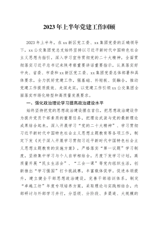 2023年上半年党建工作回顾（20230724）