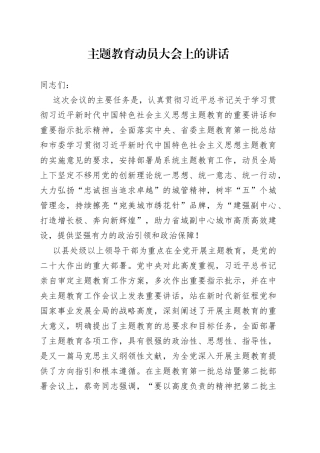 主题教育动员大会上的讲话（20231009）