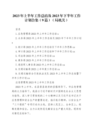 2023年上半年工作总结及2023年下半年工作计划合集（9篇）（局机关）