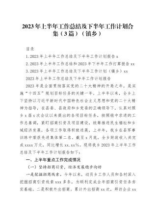 2023年上半年工作总结及下半年工作计划合集（3篇）（镇乡）
