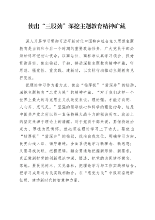 使出“三股劲”深挖主题教育精神矿藏