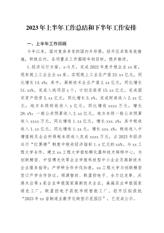 2023年上半年工作总结和下半年工作安排（20230627）