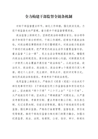 全力构建干部监督全链条机制（干部工作）