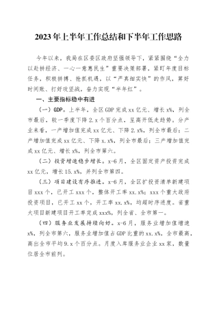 2023年上半年工作总结和下半年工作思路（20230905）
