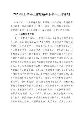 2023年上半年工作总结和下半年工作计划（20230808）