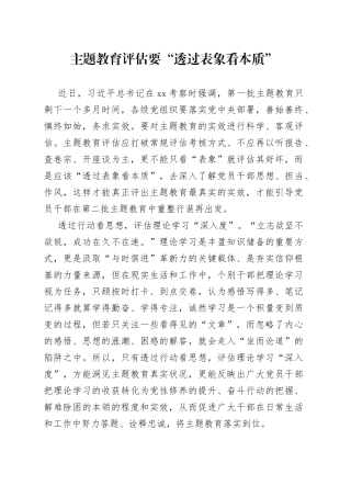 主题教育评估要“透过表象看本质”