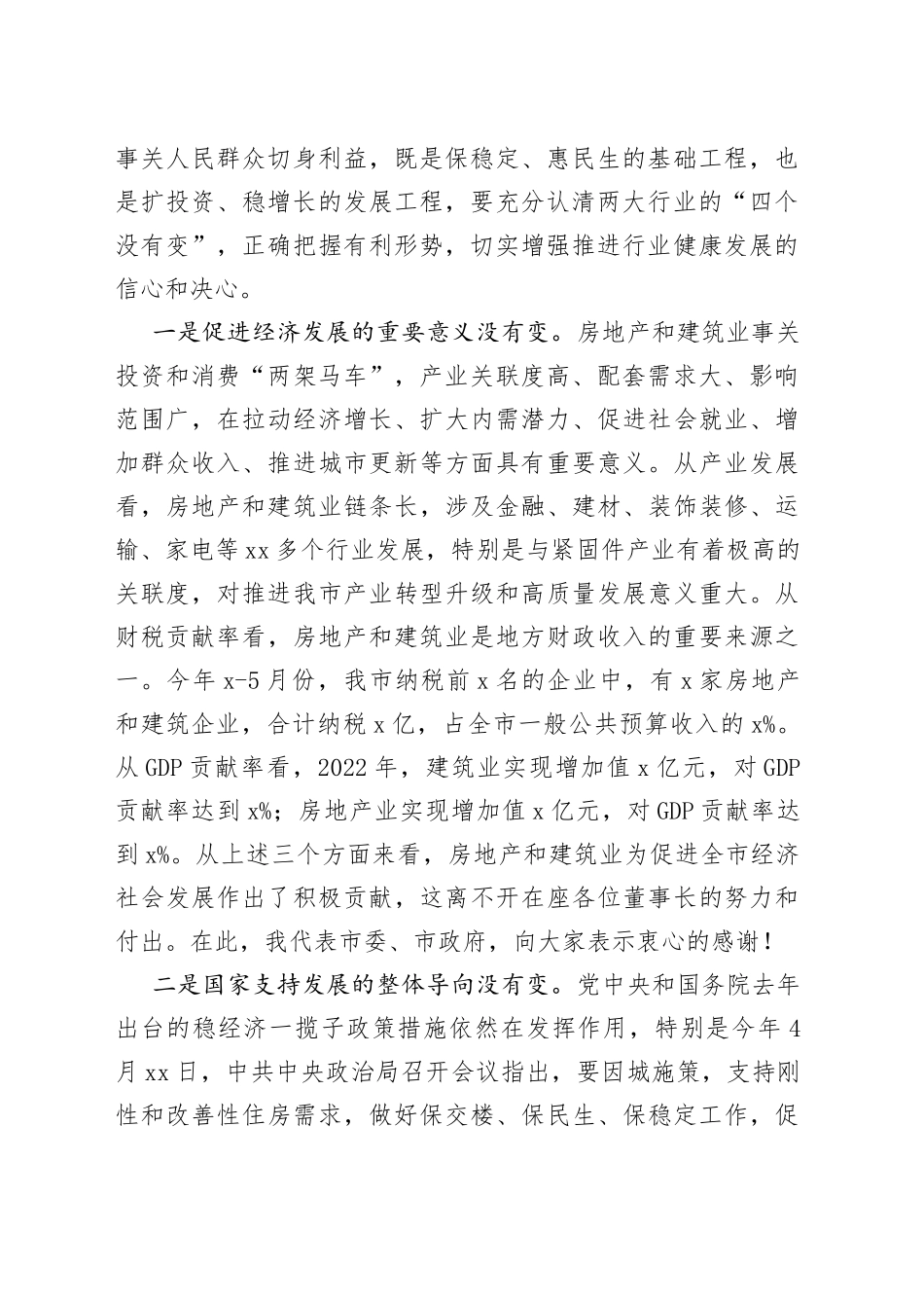 全市房地产建筑业座谈会讲话工作会议_第2页