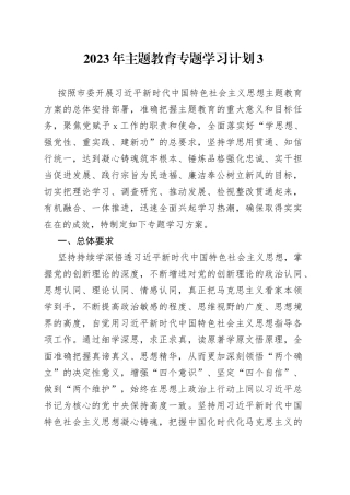 2023年主题教育专题学习计划3