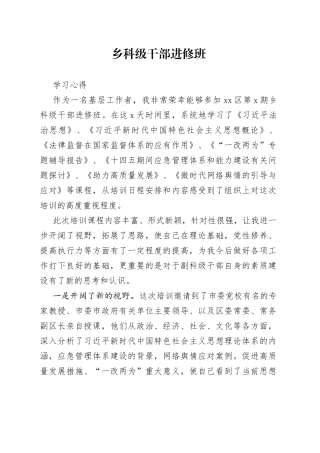 乡科级干部进修班学习心得